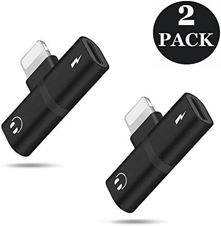 [2 Packs] for iPhone Adapter Headphone Splitter for iPhone 7 8 Plus X Xs Max, 2 in 1 Dual Splitter Earphone Audio Cable…
