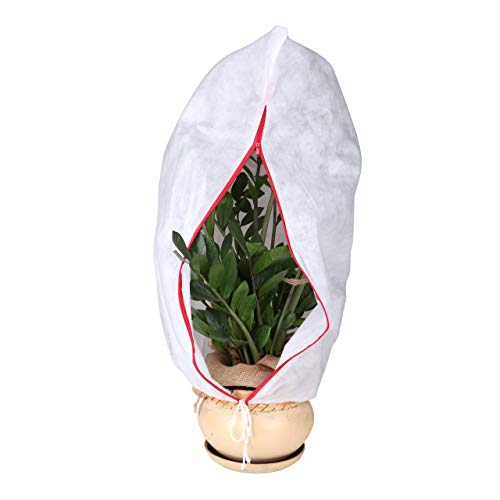 GARDENIX Lot de 2 Sacs de Protection hivernale pour Plantes en Pot, Protection Contre Le Gel, avec Fermeture éclair et Cordon de Serrage, 50 x 80 cm