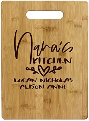 Personalized Nana's Bamboo Cutting Board with Handle - Handcrafted Rustic Kitchen Essential for Parties and Entertaining - Ideal Mother's Day Gift for Nana, Mother, Grandmother, and More (Bamboo)