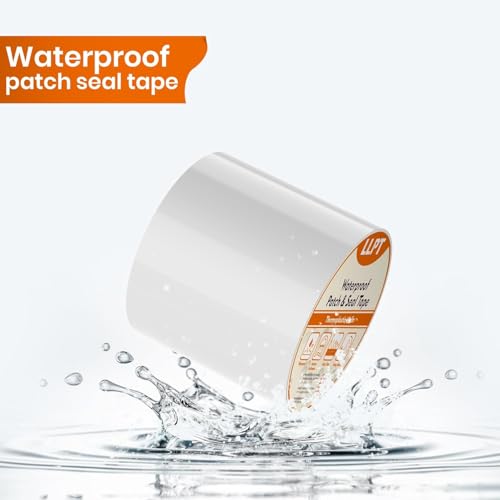 Image of LLPT Waterproof Patch and Seal Tape 4 inch x 13 Ft 2 Pack, White | Strong Adhesion, Backing Permanent Bond, Weatherproof & UV Resistant, Instant Seals for Leak Cracks Gaps Holes Tears Repair