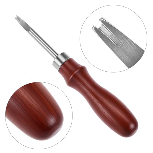 QWORK Leather Edge Bevelers Set, 4pc High Carbon Steel Edge Skiving Tools with Wood Handles, 0.8mm 1mm 1.2mm 1.4mm Leather Craft Keen Edge Cutting - Image 5