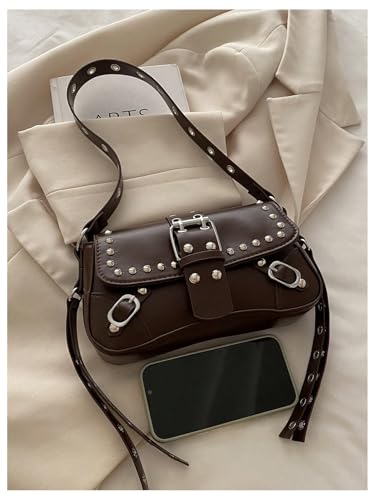 SweatyRocks Women's Y2K Leather Underarm Shoulder Bags Studded Rivet Punk Purses4