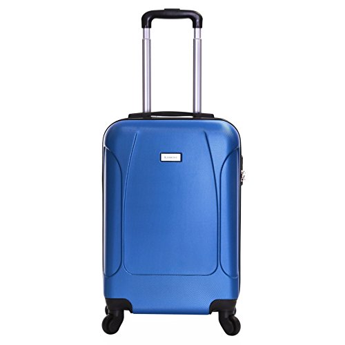 Preisvergleich Produktbild Slimbridge Hartschale Handgepäck Trolley Koffer Bordgepäck Kabinentrolley Reisekoffer Gepäck 55 cm 2,5 kg 35 Liter mit 4 Rollen und Integrierte Nummernsperre, Alameda Blau