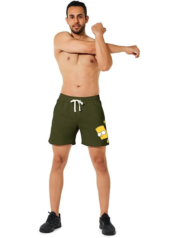 Image of hotfits Men's Casual Cotton All Season Soft Feel Fabric Printed Boxer Shorts,Workout Shorts, Elastic Waist Running Shorts with 2 Side Pockets - Pack of 1