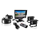 Pyle PLCMTR72 Weatherproof Rearview Backup Camera and Monitor Video System for Bus, Truck, Trailer and Van (2 Cams, 7'' Monitor, Dual DC 12-24V), Black