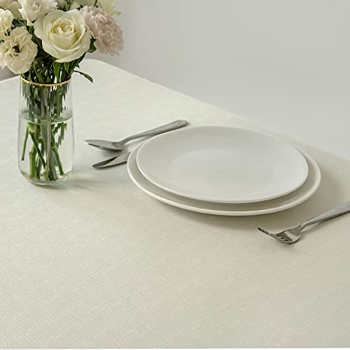maxmill Jacquard Tablecloth Stain Resistant Waterproof Wrinkle Resistant Spillproof Washable Soft Slubby Texture Table Cloth for Dining Room, Indoor and Outdoor Use, Rectangle 60 x 140 Inch, Ivory by maxmill - Image 3