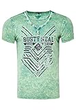 T-Shirt von Rusty Neal Herren T-Shirt Kurzarm Rundhals Shirt Crewneck Washed & Printed Tshirt Slim Fit Verwaschen 250, Farbe:Khaki, Größe S-3XL:XL