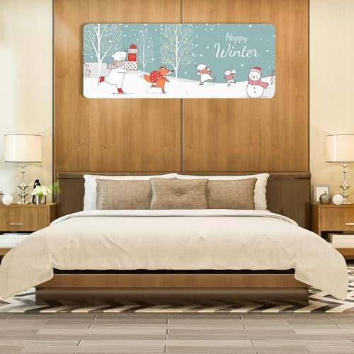 Image of Polyester Printed Split Ac Cover Indoor Unit For 1.5 Ton Capacity AC, Inner Unit Ac Cover, All Weather Cover /Attractive Digital Prints /Dustproof /Water Resistant Split Ac Cover (Happy Winter)