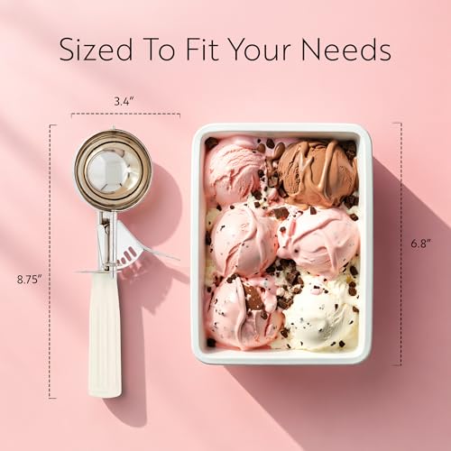 Image of Restaurantware 3 Ounce Portion Scoop, 1 Trigger Release Stainless Steel Cookie Scoop - With Ivory Handle, Stainless Steel Disher, For Portion Control, Cookie Dough, Cupcake Batter, Or Ice Cream