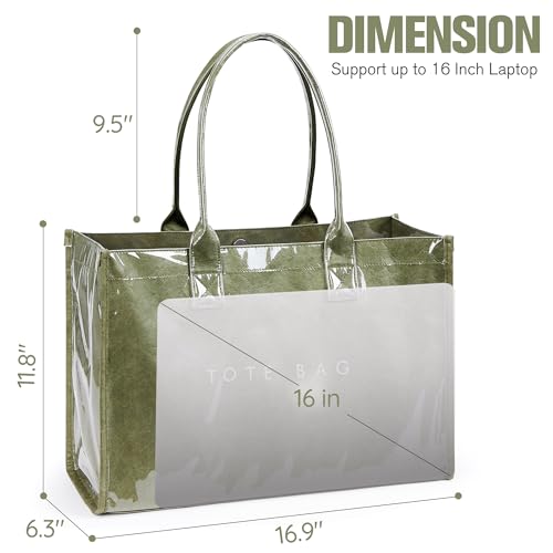 Image of KALIDI PVC Tote Bag Women's Kraft Paper Work Handbags Purses with Top Handle