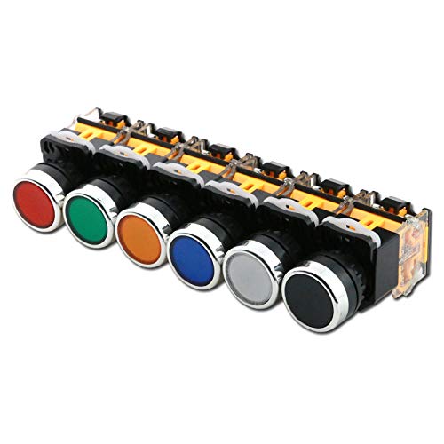 Generic1PCS Push Button Switch 22mm Mounting Hole Dia. 1NO 1NC (DPST) 440V 10A 4 Pins 12V/24V/220V/380V - (Color: Red/Voltage: 220V/ Size: Momentary)