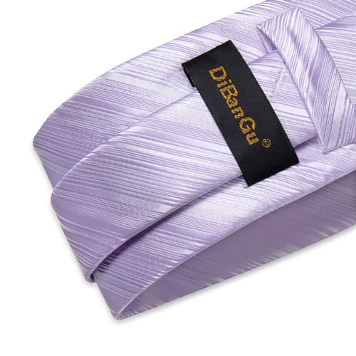 Image of DiBanGu Mens Silk Necktie Solid Color Tie and Pocket Square Cufflink Tie Clip Set Woven Plain Ties for Men Wedding Party