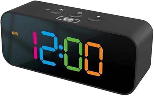 KryZaroブラック 多機能デジタルスマート目覚まし時計 デュアルアラーム 睡眠・録音機能付き USB 充電・音声制御・音楽接続 寝室・オフィス・旅行用