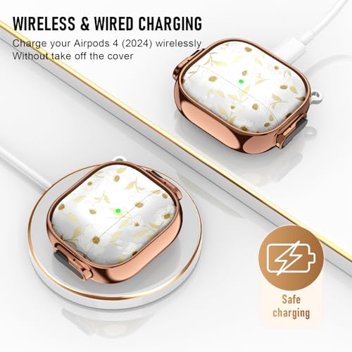 Image of for Apple Airpods 4 case Cover, Protective TPU Soft Cases Cover Rugged for Airpods 4th Generation Case with Cleaner Kit & Keychain for Women,Morning Glory