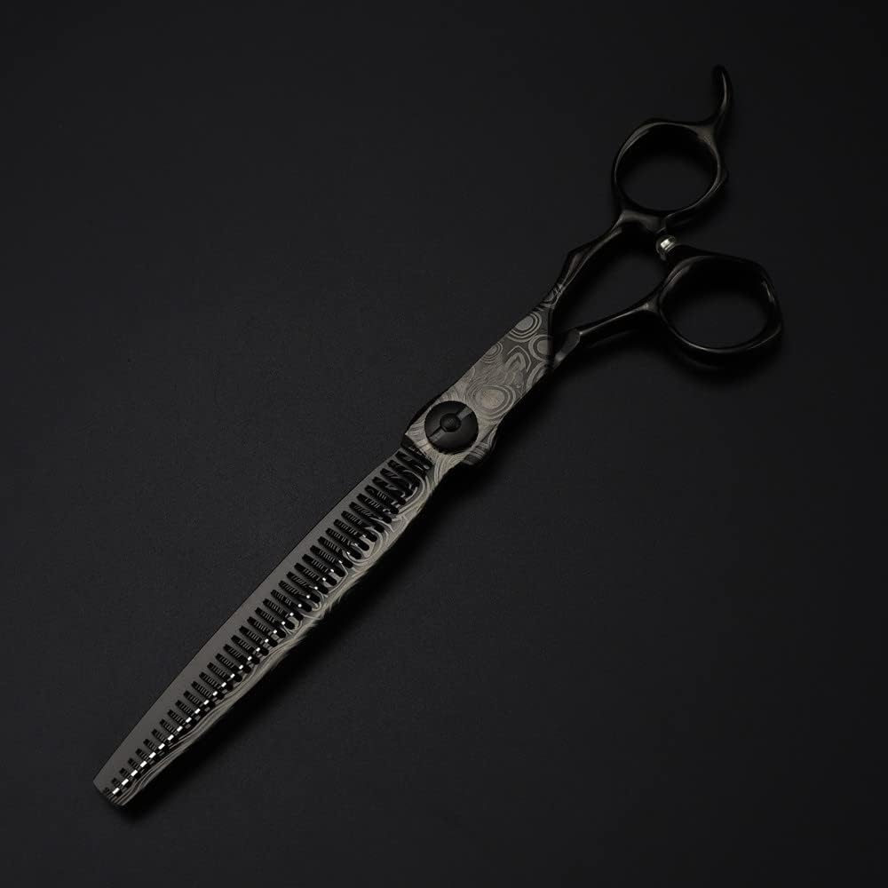 Hair Cutting Scissors, 7 Inch Professional Black Damascus Upscale Scissor Cut Hair Cutting Scissors Thinning Barber Haircut Shears Hairdressing Scissors Set