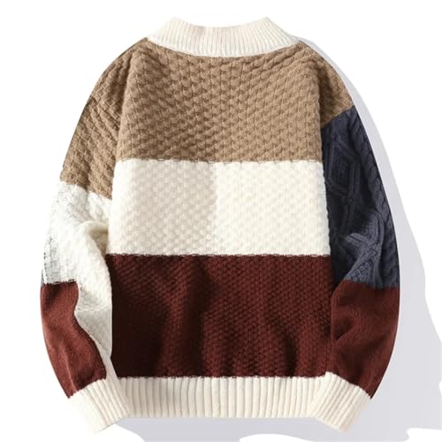 Autumn Winter Sweater Men Fashion Patchwork Knitted Pullovers O Neck Casual Sweaters Street Knitting Pullover2