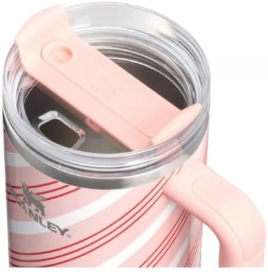 STANLEY 40 oz Stainless Steel H2.0 FlowState Quencher Tumbler, Pink Stripe Pattern, Insulated with Handle and Straw - Image 3