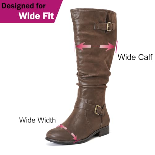 Image of Women's Extra Wide Calf Knee-High Boots | Wide Width, Round Toe, Plus Size, Slouchy Boots, Low Heel, Winter Boots.