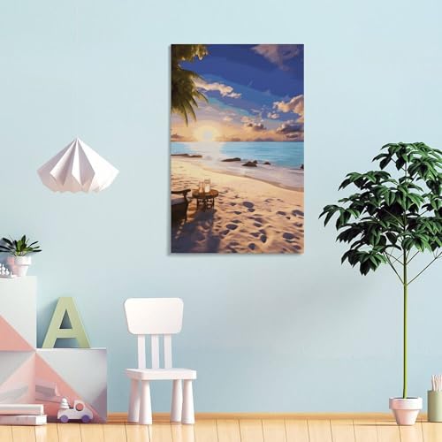 Toile de plage romantique d'exception pour décoration murale moderne