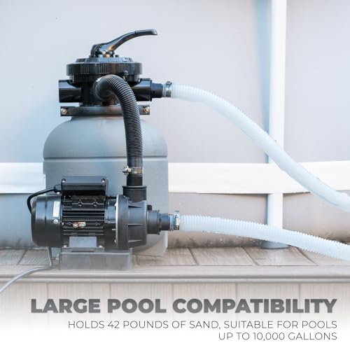 Image of XtremepowerUS 12 inch Above Ground Swimming Pool Sand Filter System with 1 /4 HP 2400 GPH Pump, 7-Way Multi-Port Valve, Strainer Basket, Hose Adapters & Filter Media, for Pools Up to 10,000 Gallons