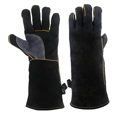 Lurrose Guantes De Cocina Antiescaras Doble Capa Aislantes Térmicos Para Barbacoa y Soldadura
