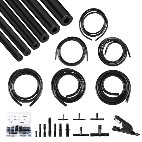 SWAWIS Silikon-Vakuumschlauch 6 Stück 2m Innendurchmesser 3/4/5/6/8/10mm mit 120pcs Verbindern und Rohrschneider Berstdruck 130PSI Temperaturbereich -40~220 Unterdruckschlauch KFZ für Luft und Wasser