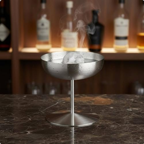 Copa de acero inoxidable de 250ml con forma en U plata para cafeterías 6