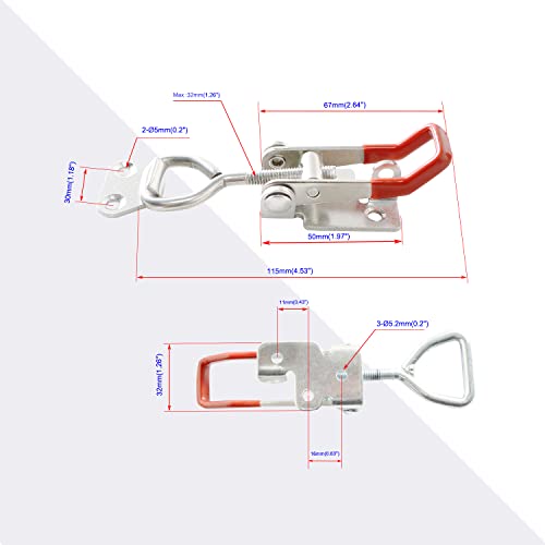 Image of 2PCS 304 Stainless Steel Clamp, 180KG 400 lbs Clamping Force, Case Latch, Adjustable Toggle Latch