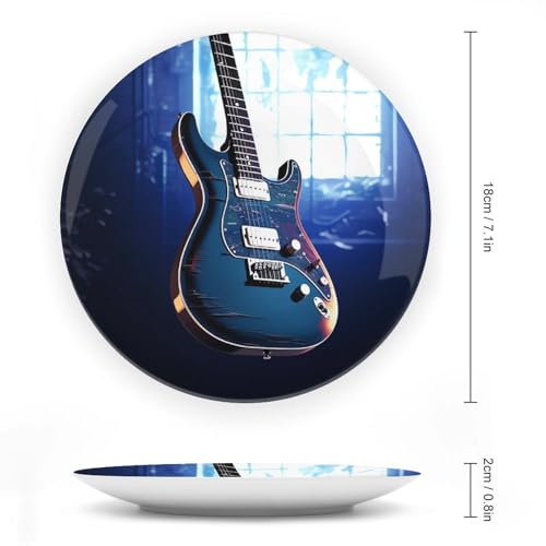Plato decorativo Bone China azul con soporte 7 pulg miniatura 2
