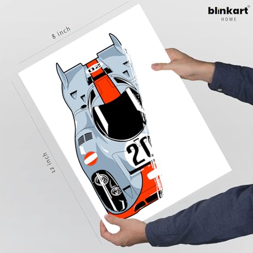 Image of BLINKART Ford Mustang GT Le Mans CarFramed Posters Gift Items Boys Room Wall Decoration Bedroom Office Studio Synthetic Wood Frame & Acrylic Glass Ready to Hang - 12x8 Inch, (A4 Size) - CAR-006