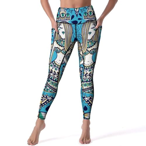 Legging femmes bleu pour yoga et gym en plein air S