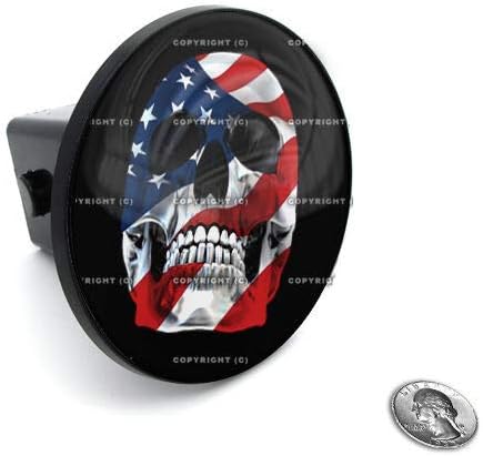 2" Tow Hitch Receiver Plug Cover Insert for SUV's & Trucks - USA Skull Style-9856-6750