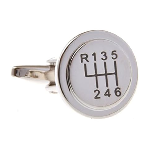 MRCUFF Car 6 Speed Gear Stick Shift Knob Cufflinks Pair in a Presentation Gift Box & Polishing Cloth Cover