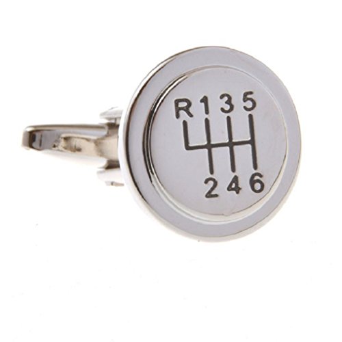 MRCUFF 6 Speed Gear Stick Shift Shifter Knob Car Auto Racing Race Pair of Cufflinks in a Presentation Gift Box & Polishing Cloth