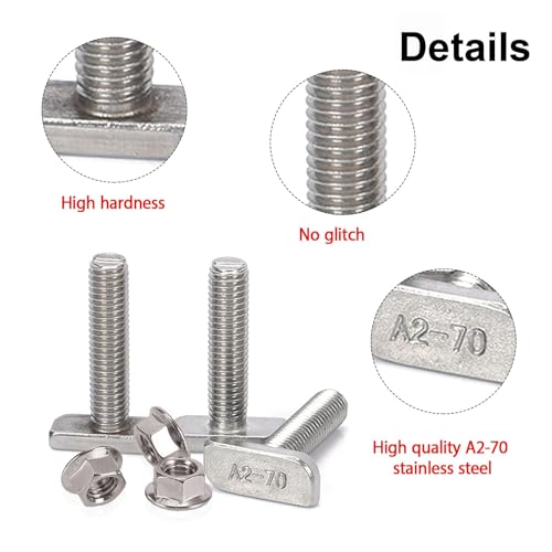 Wondsea 15 Stück Hammerkopfschrauben m8x20 Edelstahl A2-70, Hammerkopfschrauben mit Flanschmutter, für pv Module Photovoltaik-Aluprofil Gewächshaus Photovoltaik Solar Montageschiene