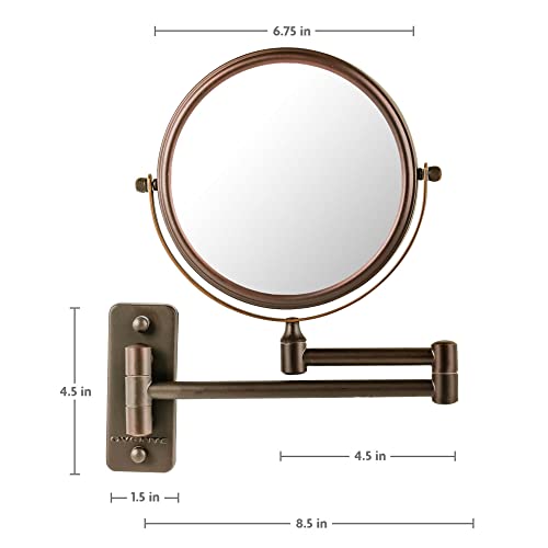 OVENTE 7" Wall Mounted Makeup Mirror with 1X/7X Magnification, Double Sided Magnifying Round Bathroom Vanity Mirror, 360° Swivel Design, Extendable and Folding Arm, Antique Bronze MNLFW70ABZ1X7X by OVENTE - Image 6