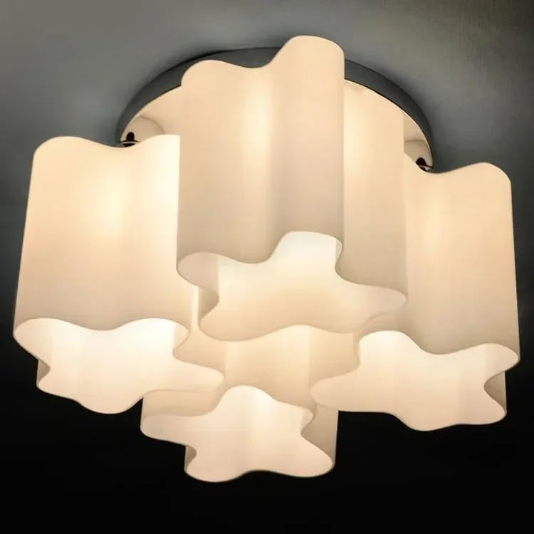 Lustre anneau LED circulaire nuage suspension verre 4 têtes plafonnier blanc froid