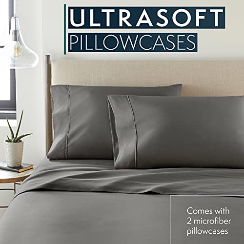 HC Collection Pillow Cases Standard Size/Queen Size Set of 2- Microfiber, Extra Soft Pillowcases - Easy Care & Machine Washable - Gray