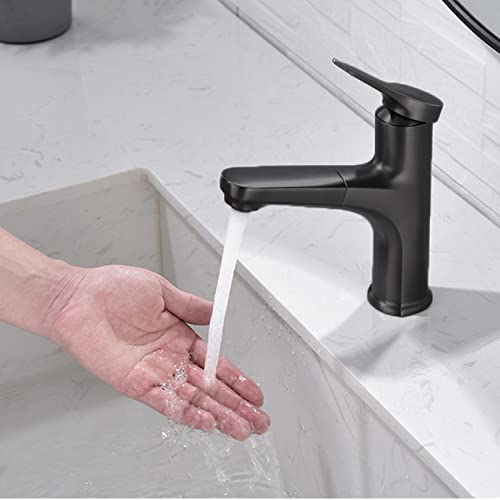 Robinet évier vanité multifonction rotatif 360 trou noir extractible chaud froid - 6
