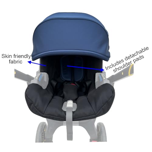Image of Stroller Accessory Washing Kit Textile Set, Colorful Canopy & Water Resistance Soft Cushion Compatible with DOONA CAR SEAT Strollers (Blue)
