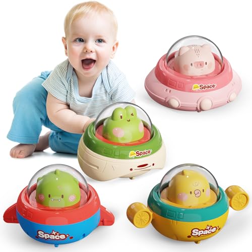 Image of NUMBERFUN 4PCS Press and Go Animal Car Toys,Montessori Baby Toys 6-12-18 Months,Developmental Baby Toys 1 Year Old,First Birthday Gifts for 1 Year Old Boys and Girls