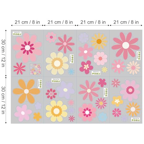 38 piezas adhesivos de flores coloridas para pared miniatura 6