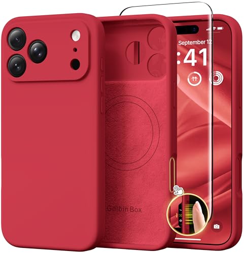 Image of GolbinBox Magnetic for iPhone 17 Pro Max Case, Silicone Cover, Red