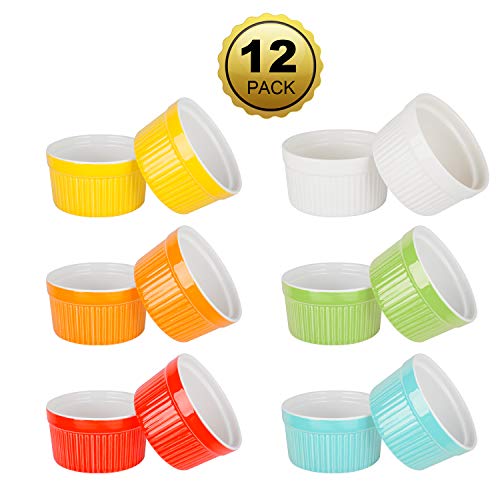 6 Ounce Porcelain Souffle Dishes, Ramekins For Baking, Creme Brulee Dishes, Ceramic Pudding