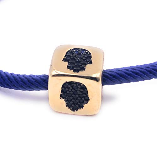 Image of Art & Designs by AA Hamsa Hand Gold Plated Square Adjustable Bracelet Blue Cord