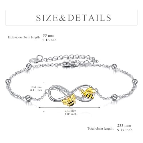 Image of POPLYKE Ladybug /Dragonfly /Bee /Paw Bracelet for Women Sterling SIlver Bracelet /Anklet Jewelry Gift for Women