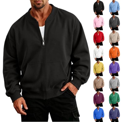 Mens Quarter Zip Pullover Casual Oversized Fleece Henly Sweatshirt - image 1