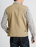 Vanchenl Herren Utility Weste Safari Reise Cargo Outdoor Arbeit Leichtes Foto Schießen Weste mit Taschen Khaki XL