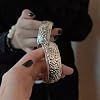 OIDIMS Vintage Carved Flower Cuff Bracelet for Women Fashion Open Upper Arm Wrist Band Stackable Wide Bangle Wristbands Adjustable Armlet Armband Bicep Bracelet Personalized Ethnic Statement Jewelry #4