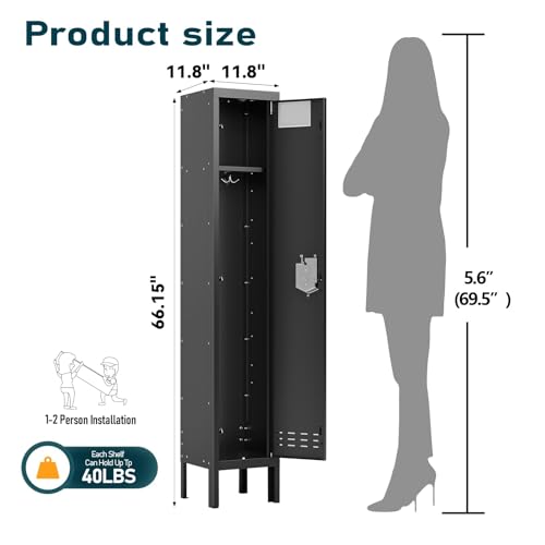 Image of BUTISOW Metal Lockers - 66 inch Height Steel Lockers for Employees with Door Storage Locker with Card Slot for Employees Gym School Home Office Garage - Assembly Required